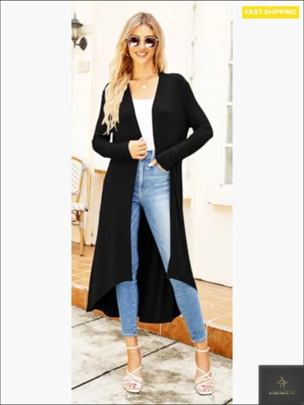 Long Cardigan Duster Open Front Lightweight Casual Sweater with Pockets